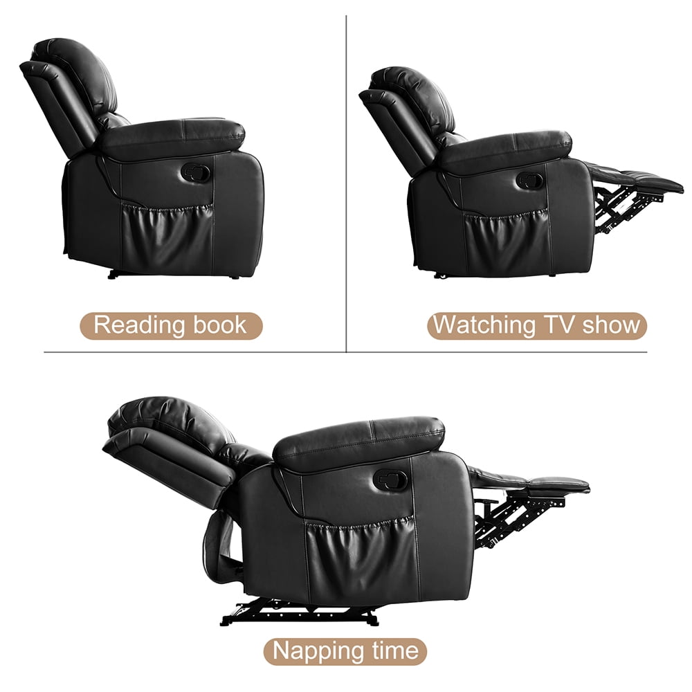 Kepooman Black PU Leather Heated Massage Recliner with 8 Vibration Points for Living Room Kepooman Black PU Leather Heated Massage Recliner with 8 Vibration Points for Living Room