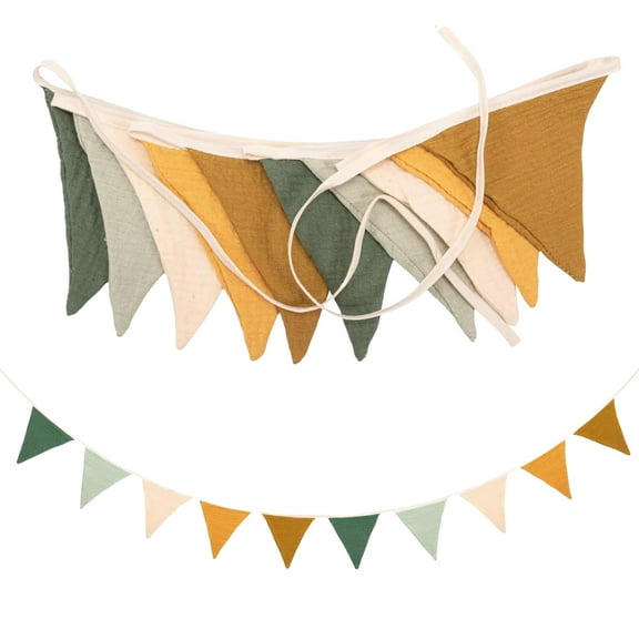 Acahhotxx Photo Banners, Cotton Bunting Garlands Children Room Triangular Flags Pennant Banners Nursery Birthday Party Wall Hanging Decoration - Morandi Green 4