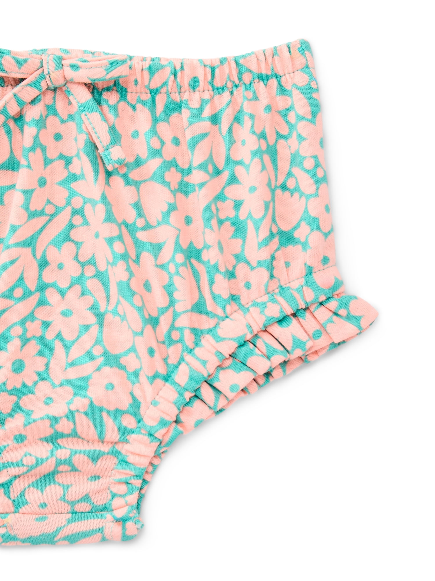 Wonder Nation Baby Girl Bloomer Shorts, Green Waterfall Floral, Sizes 0-24 Months