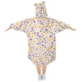 thumbnail image 2 of Dailycode Wearable Blanket Hoodie Oversized Sherpa Flannel Blankets with Pocket for 3-14 Year Old Lilac Yellow Pastel Flower, 2 of 7