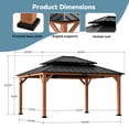 thumbnail image 2 of Modern Shade 13'x15' Rosewood Wood Gazebo Cedar Wood Framed Double Steel Roof for Garden Backyard, 2 of 8