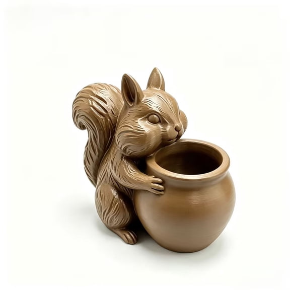 Eolstice Squirrel Shaped Figurines Set, Small Potted Plant Home Decor, Compact Cute Pet Ornaments, Mini Desk Tabletop Indoor Accent Decoration