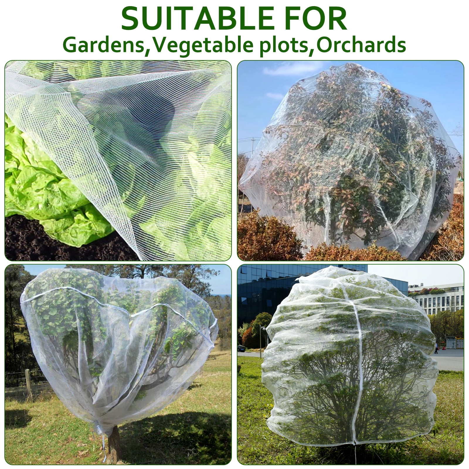 10ftx10ft Large Fruit Tree Netting Bags Plant Protect Mesh Bird Netting with Zipper and Drawstring,Garden Netting from Squirrels and Birds Other Animals for Cherry Apple Tree Blueberry Bushes
