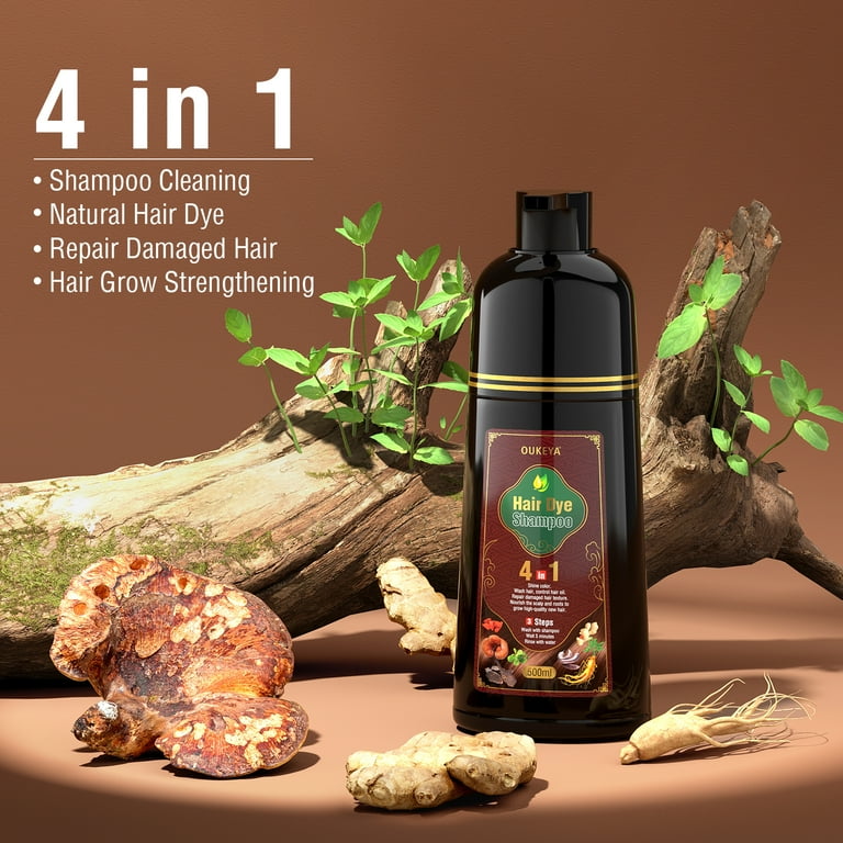 OUKEYA Dark Brown Hair Dye 4-in-1 Gray Coverage for Women and Men