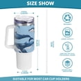 thumbnail image 3 of Blue with Whales 40 oz Tumbler with Handle Insulated&nbsp;Travel Mug&nbsp;Lid Straw Leak Proof Steel Vacuum Water Bottles Glasses Fits in Car Cup Holder, 3 of 7