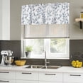 thumbnail image 4 of Blue Leaves Curtain Valances for Windows, Kitchen Valance Window Treatments Panel 2 Pack, Summer Botanical Elegant Pastoral Rod Pocket Short Curtains for Bathroom Bedroom 54 x 18 Inch, 4 of 8