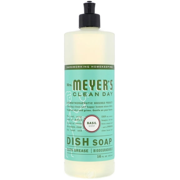(2 Pack) Mrs.Meyers Clean Day Dish Soap,Liq,Basil 16 Fz