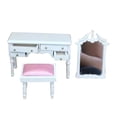 thumbnail image 1 of 1Set Miniature Dollhouse Vanity Table Set with Stool 1:12 Scale White Makeup Dressing Table with Drawers for Bedroom Scene Decoration, 1 of 5