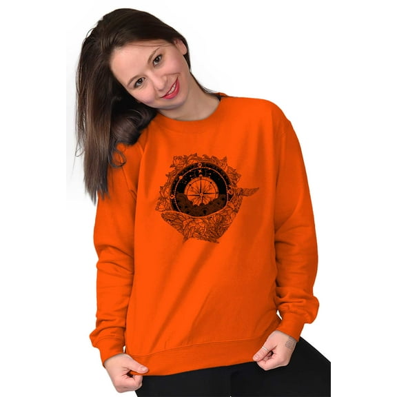 Whale Compass Free Spirit Animal Women Plus Size Crewneck Sweatshirt Brisco Brands 2X