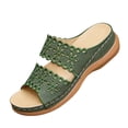 thumbnail image 2 of Slides for Women Summer Women's Slide Sandals Slippers Plus Size Carving Wedge Heel, Green-37, 2 of 5