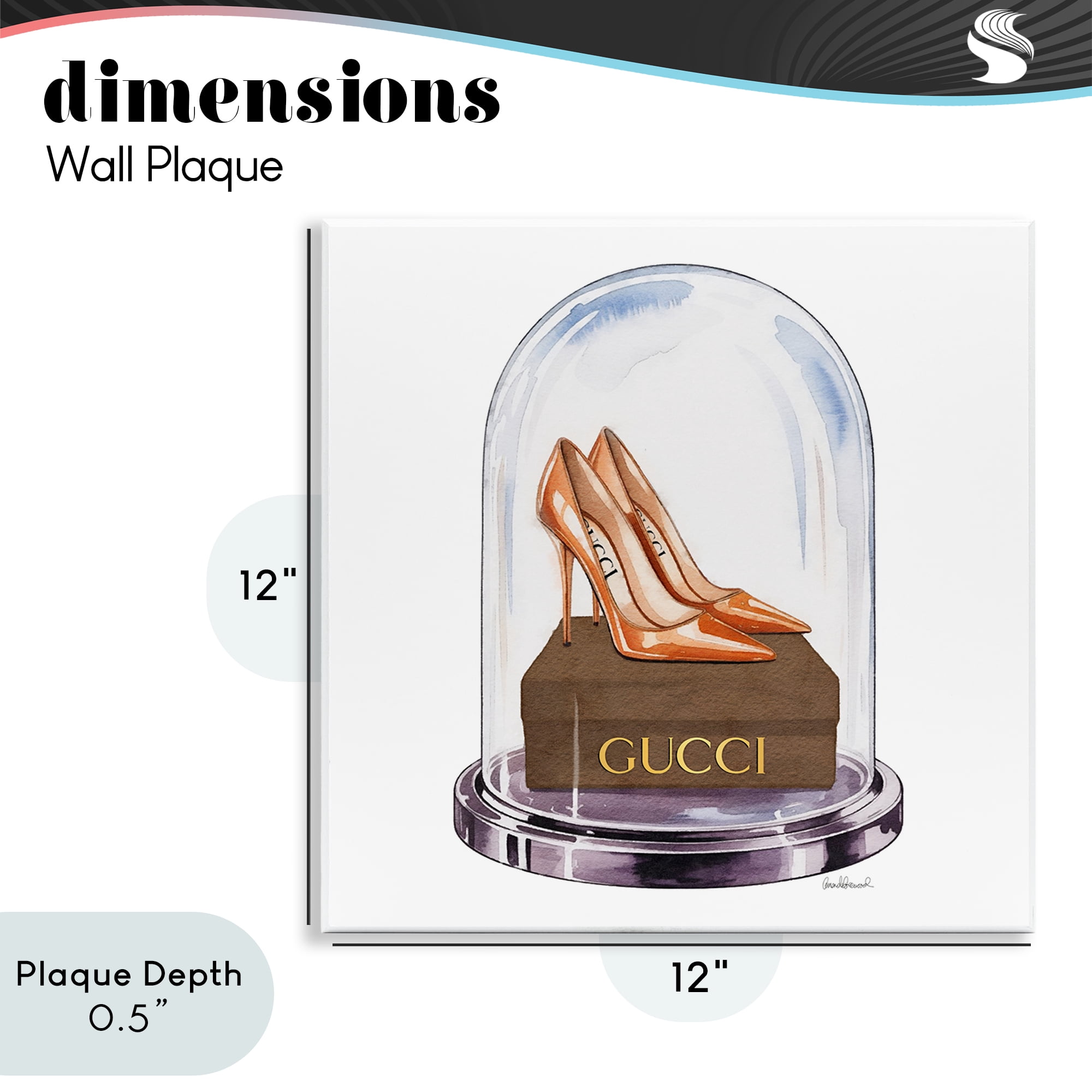 Stupell Industries Satin Heels in Bell Jar Wall Plaque Art, design by Amanda Greenwood