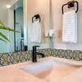 thumbnail image 2 of Mi Alma Green/Orange Retro Flower Peel & Stick Tiles - Vinyl Backsplash 8x8, 2 of 11