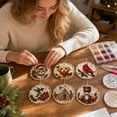 thumbnail image 2 of Wooden Christmas Ornaments DIY Pearl Art Kits for Adults, 5D Diamond Baubles Hanging Set with Gems and Special-Shaped Beads, Complete Festive Decor Craft with Jute Twine for Holiday Tree Decorations, 2 of 7
