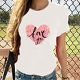thumbnail image 2 of Edvintorg Valentine's Day 2024 Womens Short Sleeve Round Neck Shirts Basic Tee Fashion Love You Letter Printed Loose Tops T-Shirt Blouse On Clearance, 2 of 4