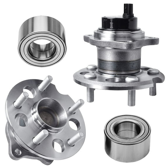 Detroit Axle - FWD 4pc Wheel Bearing Hubs Kit for 04-10 Toyota Sienna, 2 Rear Wheel Bearing and Hubs 2 Front Wheel Bearing Module 2004 2005 2006 2007 2008 2009 2010 Replacement