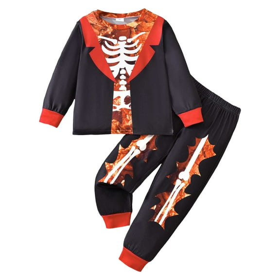 Caqnni Baby Girl Boy Halloween Outfit Halloween Pumpkin Shirt Sweatshirt Top Pants Set Toddler Fall Winter Clothes Halloween Pajamas & Dailywear Set (5-6 Years,Black)