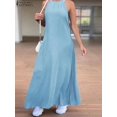 thumbnail image 2 of 2023 Grande Taille ZANZEA Mode Robe Longue en Denim Aguichant pour Femmes à Dos Nu Évasée Robe d'Été Vacances Sans Manches Robe Décontractée Ample Robe Maxi QZX, 2 of 6
