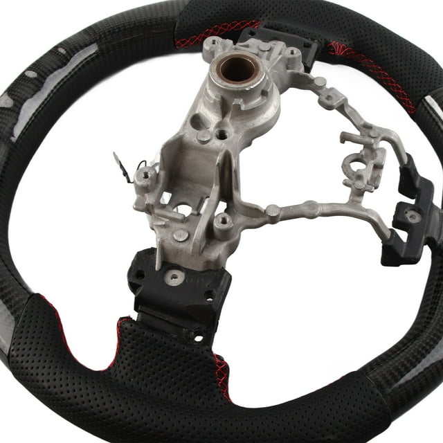 Car Steering Wheel, 20 LED Lights Perforated Leather Adjustable RGB Dynamic Speed Sensing 3K Carbon Fiber Flat Bottom D Type Racing Steering Wheel for WRX