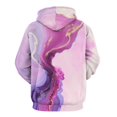 thumbnail image 3 of Abstract Pink Purple Marble Art Men's Women Vintage 3D Hooded Sweatshirt - All-Season Loose Fit Streetwear, 3 of 6