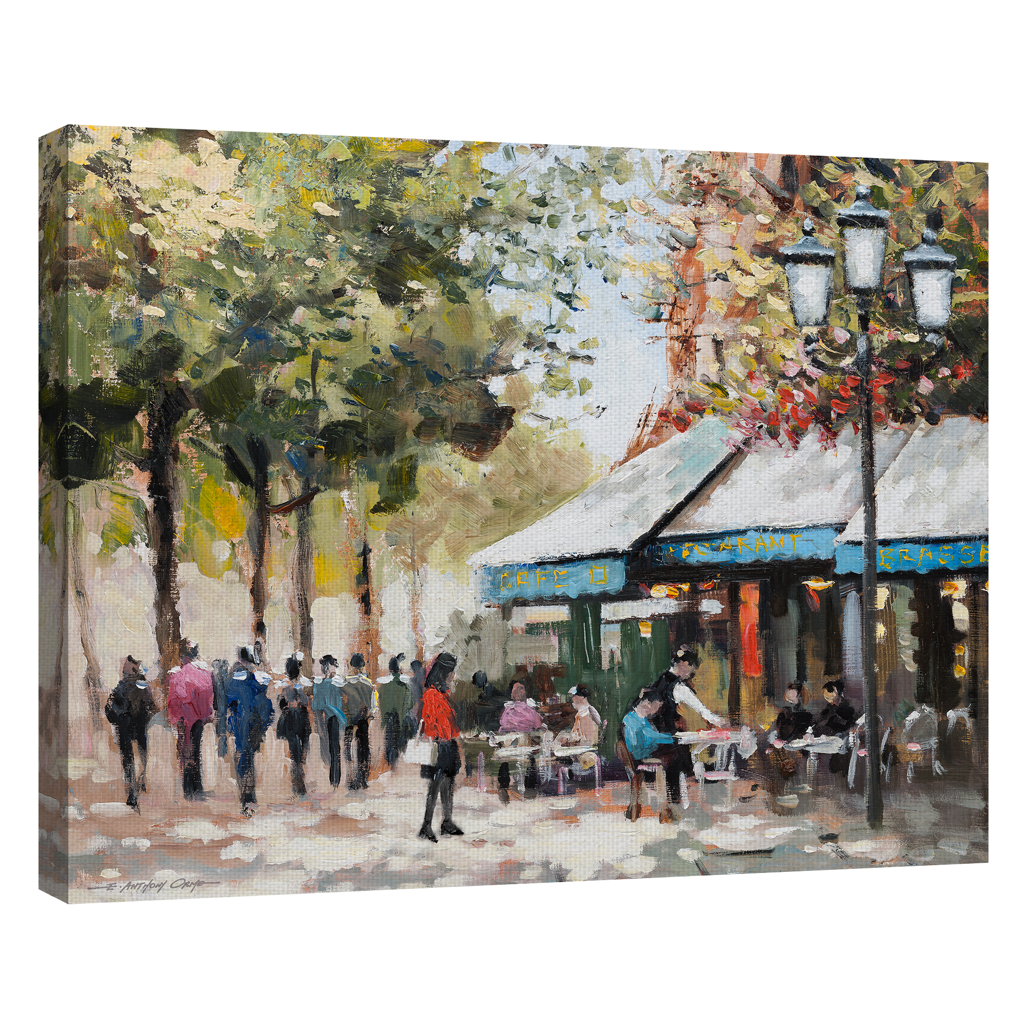 Fine Art Canvas Paris Teal II Cafe by E. Anthony Orme Canvas Art Print