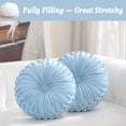 thumbnail image 7 of Velvet 15-Inch Round Decorative Pillow for Couch Decor (Sky Blue), 7 of 7