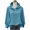 thumbnail image 5 of TaTaai 2026 Spring Summer Solid Color Button Top for Women Long Sleeve Round Neck Casual Blouse Soft Comfy Lightweight Daily Vacation Outfits Gift, 5 of 5