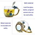 thumbnail image 4 of Taza de té, regalo para el día de la madre, taza de café, juego de tazas de vidrio transparente con cuchara, decoración de cumpleaños, ideas de regalo de boda (corto azul) brillar Hogar, 4 of 6