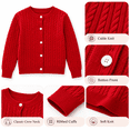 thumbnail image 3 of Girl's Knit Button down Cardigan - Long Sleeve Crew Neck Sweater Coat - Fall Vintage Fashion Outerwear, 3 of 8