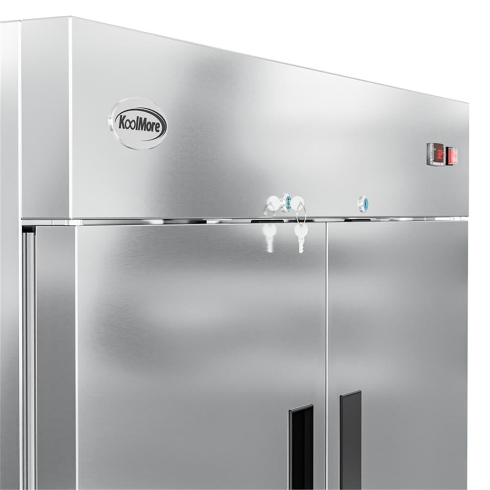 Pemberly Row Silver 54" Commercial Steel Half Door Reach-In Refrigerator