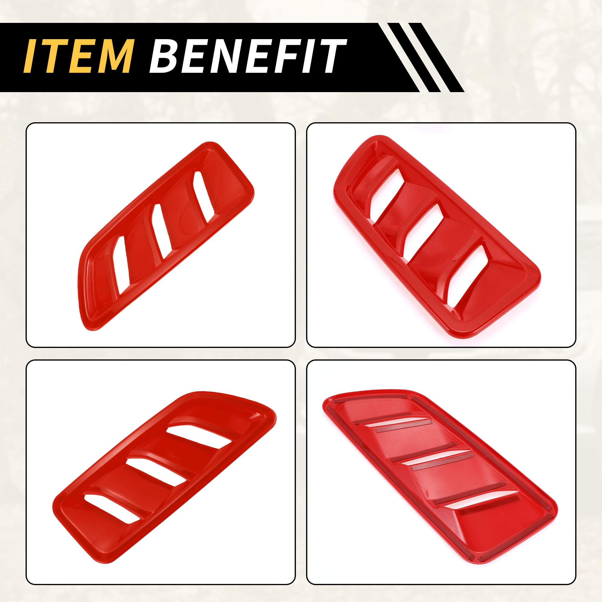 Unique Bargains 1 Pair Car Front Hood Air Outlet Vent Cover Trim for Jeep Wrangler JL JLU Gladiator 2018-2024 Hood Engine Bonnet Air Vent Outlet Cover Bezels ABS Red