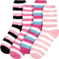 thumbnail image 2 of Women's Super Fuzzy Crazy Colorful Fun Cute Cozy Striped Socks - 4 Pairs - Assortment S0-1, 2 of 5