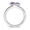 thumbnail image 2 of Sterling Silver Stackable Expressions Amethyst Double Heart Ring - Size 9, 2 of 3