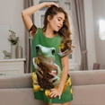thumbnail image 3 of Fuzoiu Tree Frog Sitting On Sunflowes Print Women Nightgowns, Soft Comfy Lightweight Short Sleeves Sleepwear,Crew Neck Loungewear, 3 of 6