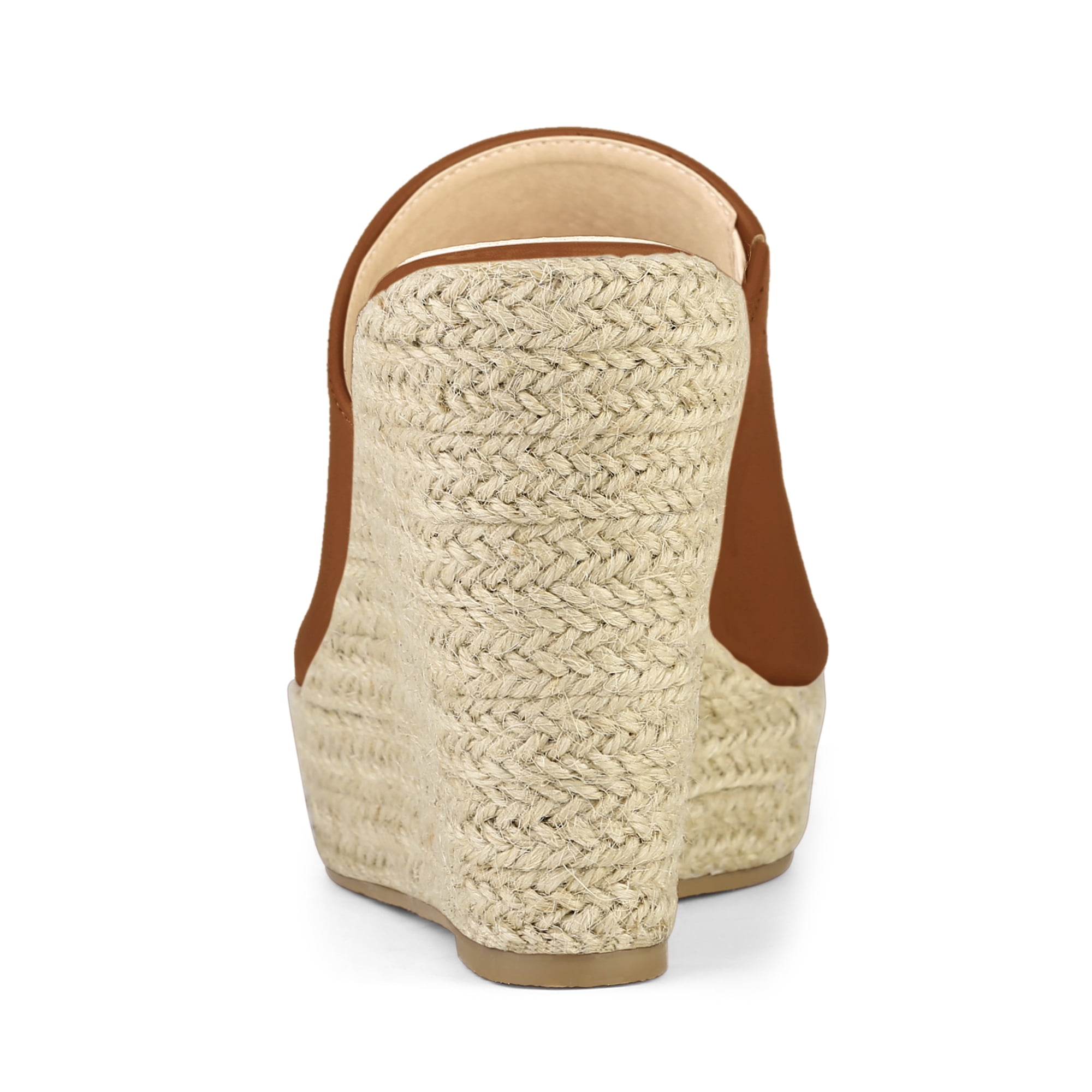 DARING DIVA Women's Slip on Platform Sandals Espadrilles Wedges Slides Mules Brown 10