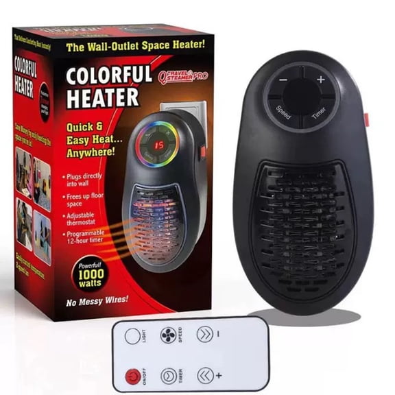 Compact Desktop Space Heater with Colorful LED Lights - ABS Mini Portable Electric Heater for Personal Warming, Energy Efficient Home Office Heating Solution