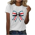 thumbnail image 5 of Feancey American Flag T Shirts for Women Cute Bow Patriotic Tops 4th of July Casual Short Sleeve Graphic Tees Novelty Holiday Gifts White S, 5 of 5