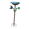 thumbnail image 2 of Baño de pájaros de metal para comedero exterior, resistente, con base de estaca de 3 puntas, decoración para jardín, césped, patio, balcón., 2 of 8