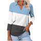 thumbnail image 1 of Camiseta de Solapa de Cuello en V de la Manga Superior de 3/4 de las Mujeres, Uso Diario Cómodo Casual, 1 of 9