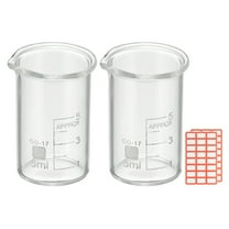 5ml Glass Beaker, 2 Pack Measuring Glass Beaker Graduated Borosilicate Lab Cups Mug Low Form  Heat Safe Transparent with Spout Label for Laboratory Science Kitchen Liquids