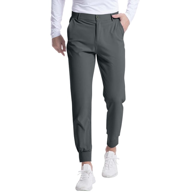 Men Solid Color Casual Button Waist Zipper Pockets Outdoors Golf Corset Pants