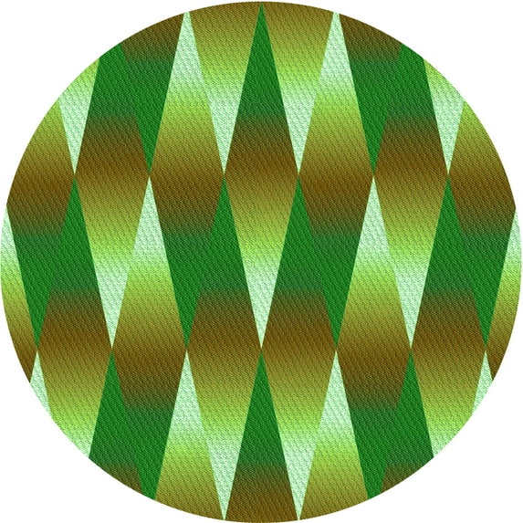 Ahgly Company Machine Washable Indoor Round Transitional Green Area Rugs, 6' Round