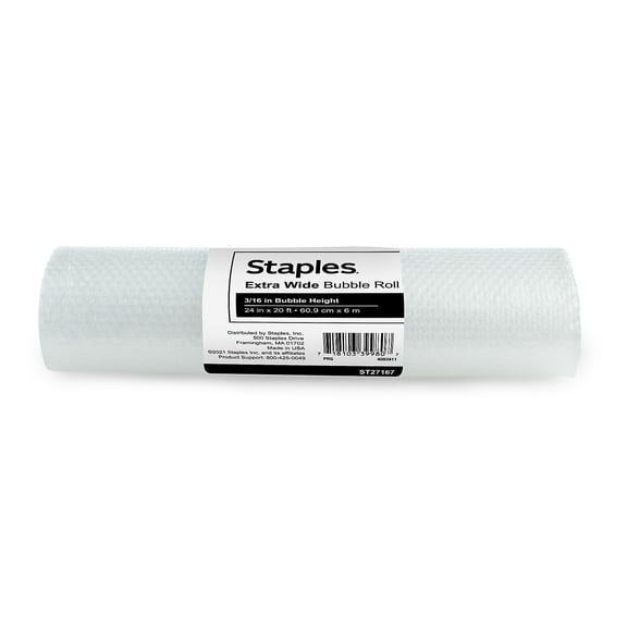 Staples 3/16" Extra Wide Bubble Roll 24"x20' (27167) 4072829
