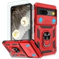 thumbnail image 1 of KOMI for Pixel 7 Case, Google Pixel 7 Case with 2 HD Screen Protector + Slide Camera Cover, 360° Magnetic Ring Holder Kickstand [Military Grade Shockproof] Case for Pixel 7 6.3", Red, 1 of 5
