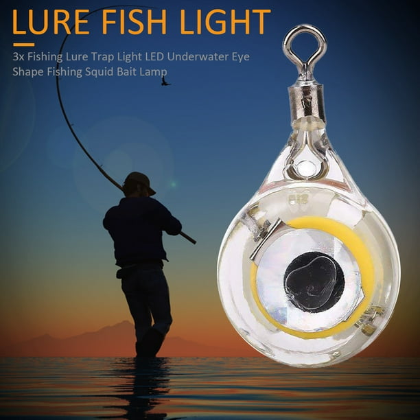July Memor 3x Leurre de Pêche Piège Lumière LED Sous-Marine Forme d'Oeil  Squid Appât Lampe (Bleu)