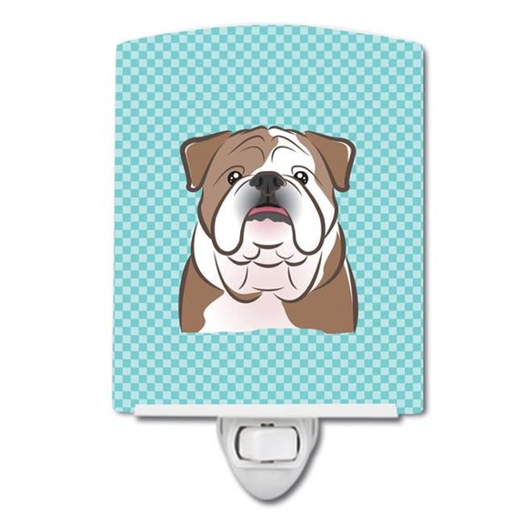Checkerboard Blue English Bulldog Ceramic Night Light