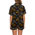 thumbnail image 4 of WTOBBY Women's Printed Halloween Pajama Set Loose Casual Short Sleeve Top with Elastic Waist Shorts Two-Piece Comfy Sleepwear Home Lounge Wear Outfit,Dark Green L, 4 of 6