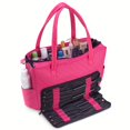 thumbnail image 1 of KIOTA Beauty Bag - Ideal for Bottles - Makeup Brush Storage Pocket and Outer Pockets - Quilted Finish Shoulder Bag Cosmetic Organizer - Bubblegum, 1 of 8