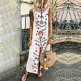 thumbnail image 4 of Robe Maxi Kaftan Bohème Sans Manches en Coton et Lin pour Femmes, Longues Robes pour Dames, Nouvelle Robe Chemise Vintage Décontractée Ample pour Femme, Vacances, 4 of 5