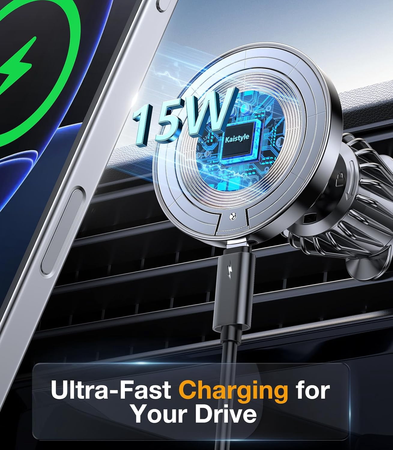 for MagSafe Car Mount Charger【Stronger Magnets】Magnetic Wireless Car Charger with Dashboard Pad Mounting Phone Holders for Your Car Accessories for Women Men Car Mount for iPhone 17 16 15 14