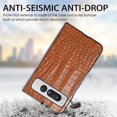 thumbnail image 4 of SaniMore for Google Pixel Fold 7.6" 2023 Case, Crocodile Texture PU Leather ull Protection with Tempered Glass Screen Protector Wear-resistant Vintage Folding Shell Shockproof Drop-resistant, Brown, 4 of 8